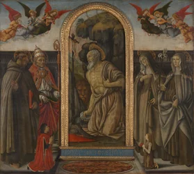 San Jerónimo en penitencia con santos y donantes